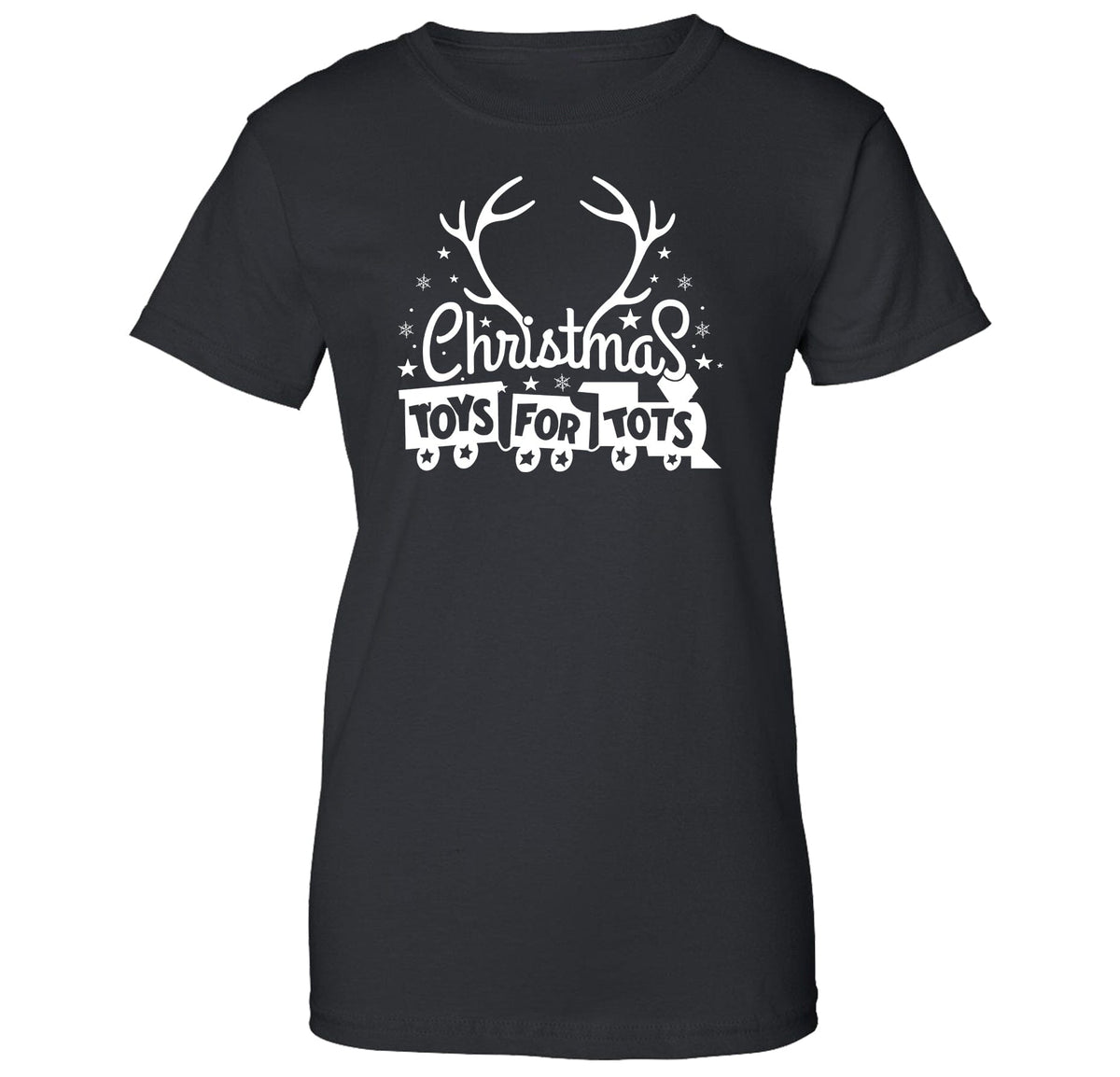 Christmas Antlers TFT Women's Tee T-Shirt marinecorpsdirecttft S BLACK 