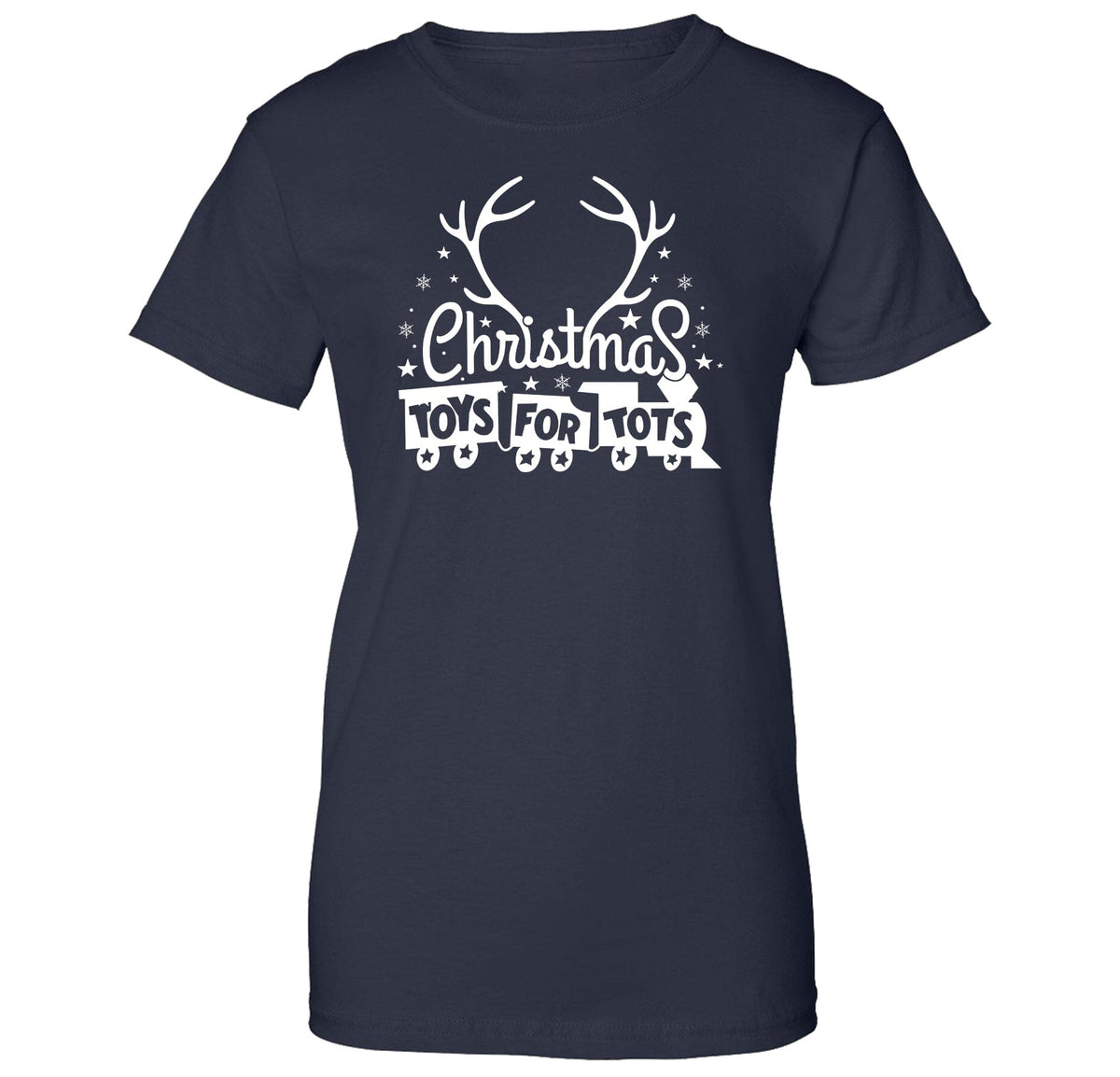 Christmas Antlers TFT Women's Tee T-Shirt marinecorpsdirecttft S NAVY 