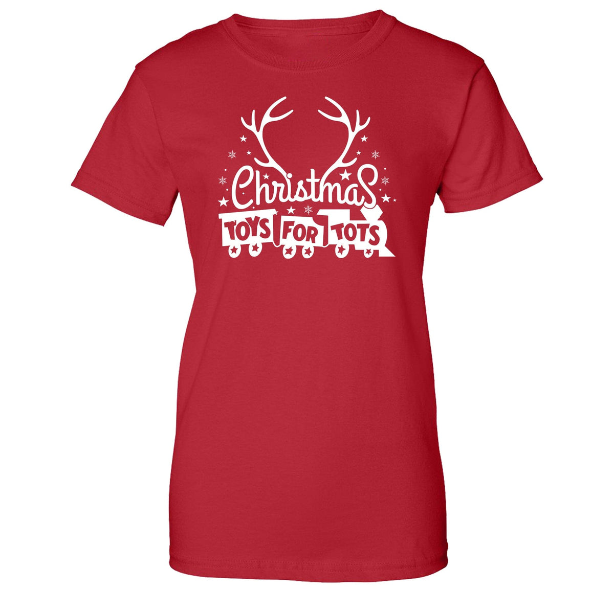 Christmas Antlers TFT Women's Tee T-Shirt marinecorpsdirecttft S RED 