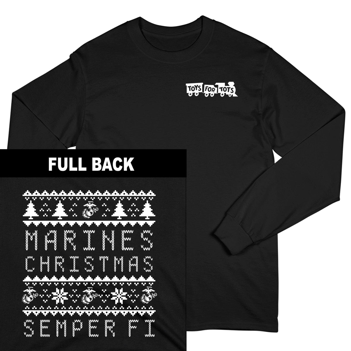 Marines Christmas TFT 2-Sided Long Sleeve TFT Shirt marinecorpsdirecttft S BLACK 