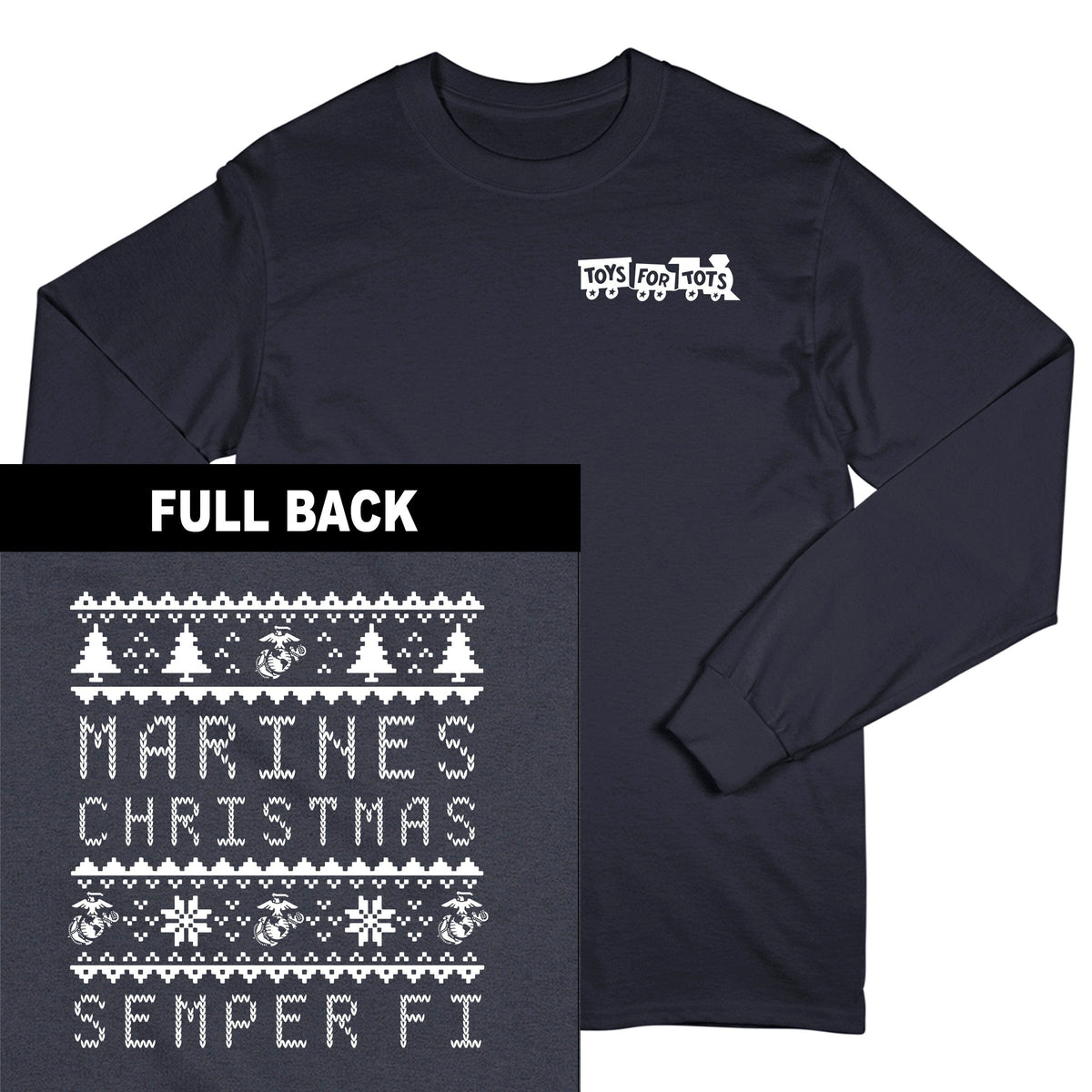 Marines Christmas TFT 2-Sided Long Sleeve TFT Shirt marinecorpsdirecttft S NAVY 