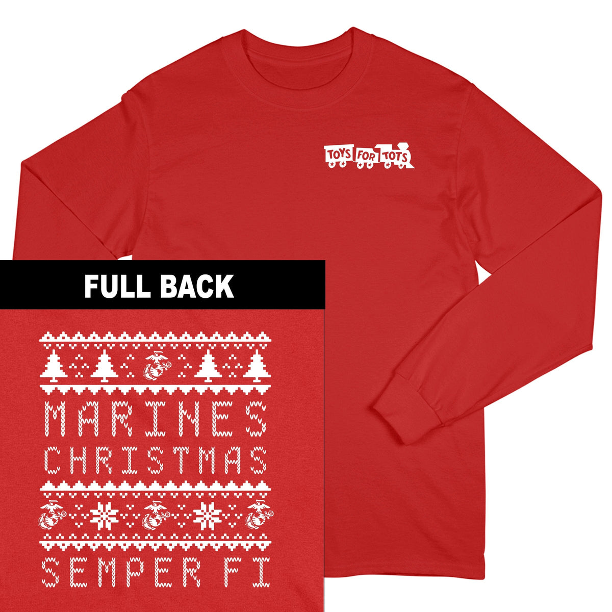 Marines Christmas TFT 2-Sided Long Sleeve TFT Shirt marinecorpsdirecttft S RED 