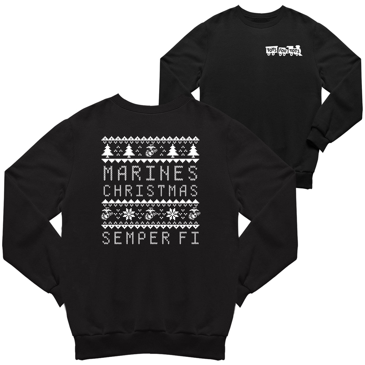 Marines Christmas TFT 2-Sided Sweatshirt TFT Sweatshirt/hoodie marinecorpsdirecttft S BLACK 