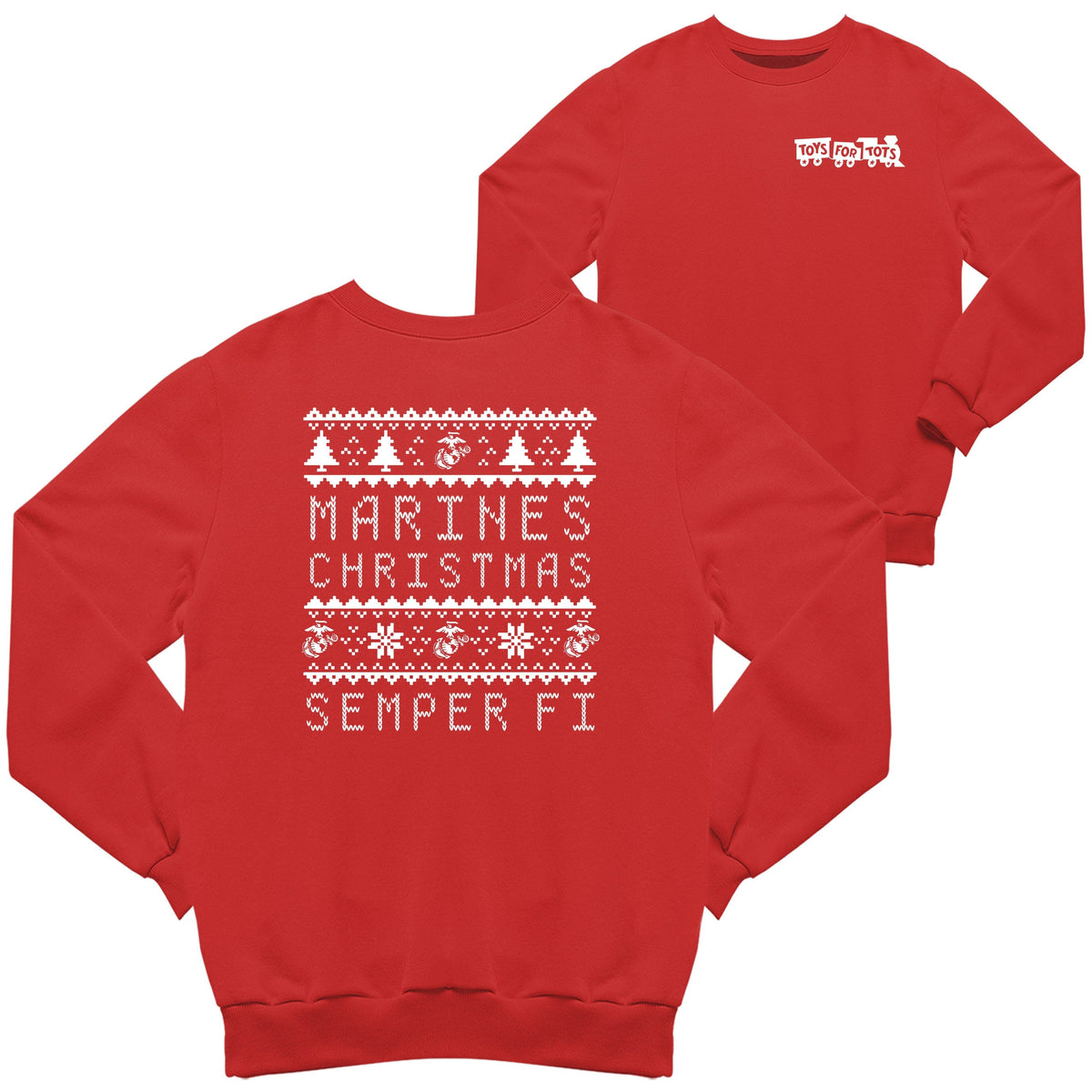 Marines Christmas TFT 2-Sided Sweatshirt TFT Sweatshirt/hoodie marinecorpsdirecttft S RED 