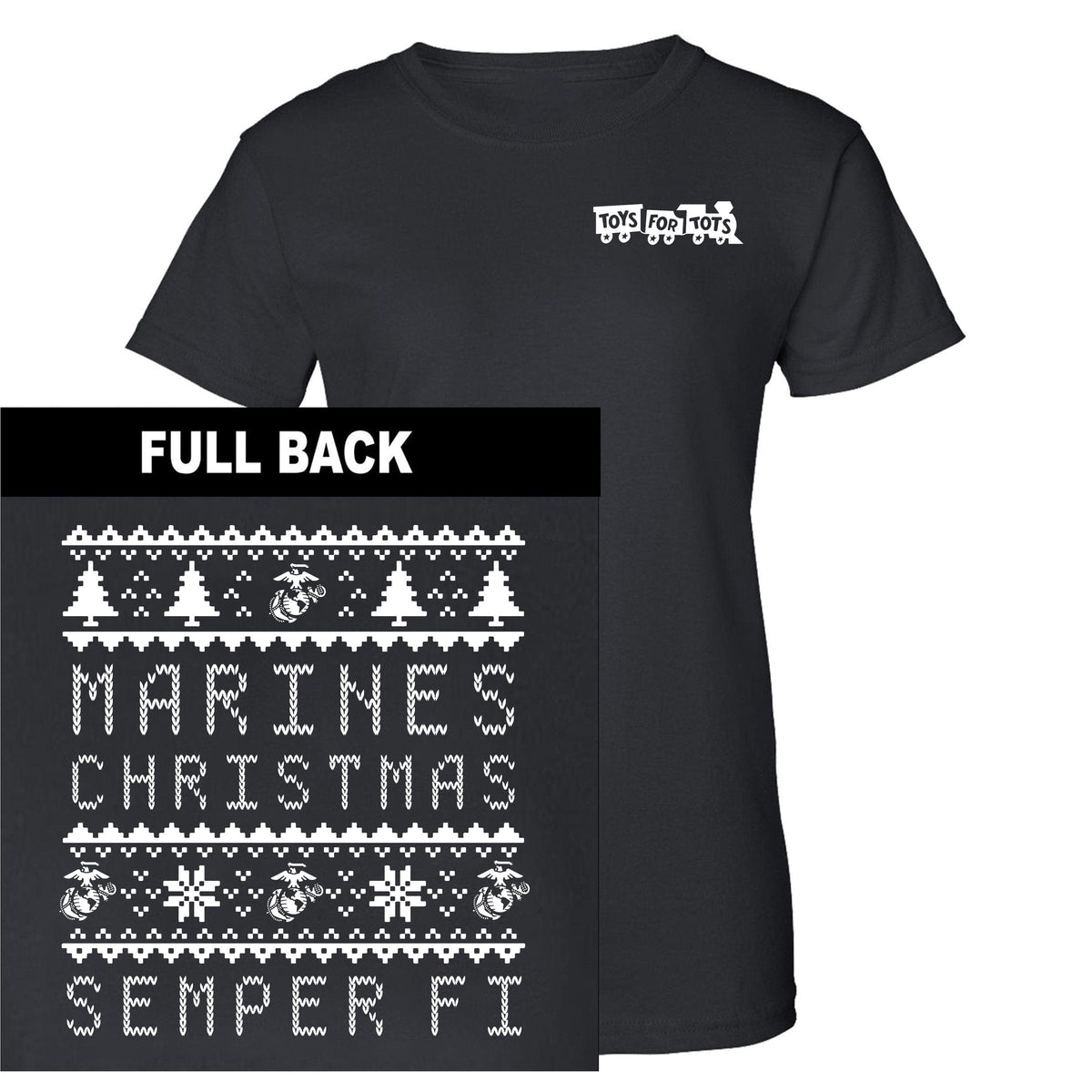 Marines Christmas TFT 2-Sided Women's T-Shirt TFT Shirt marinecorpsdirecttft S BLACK 