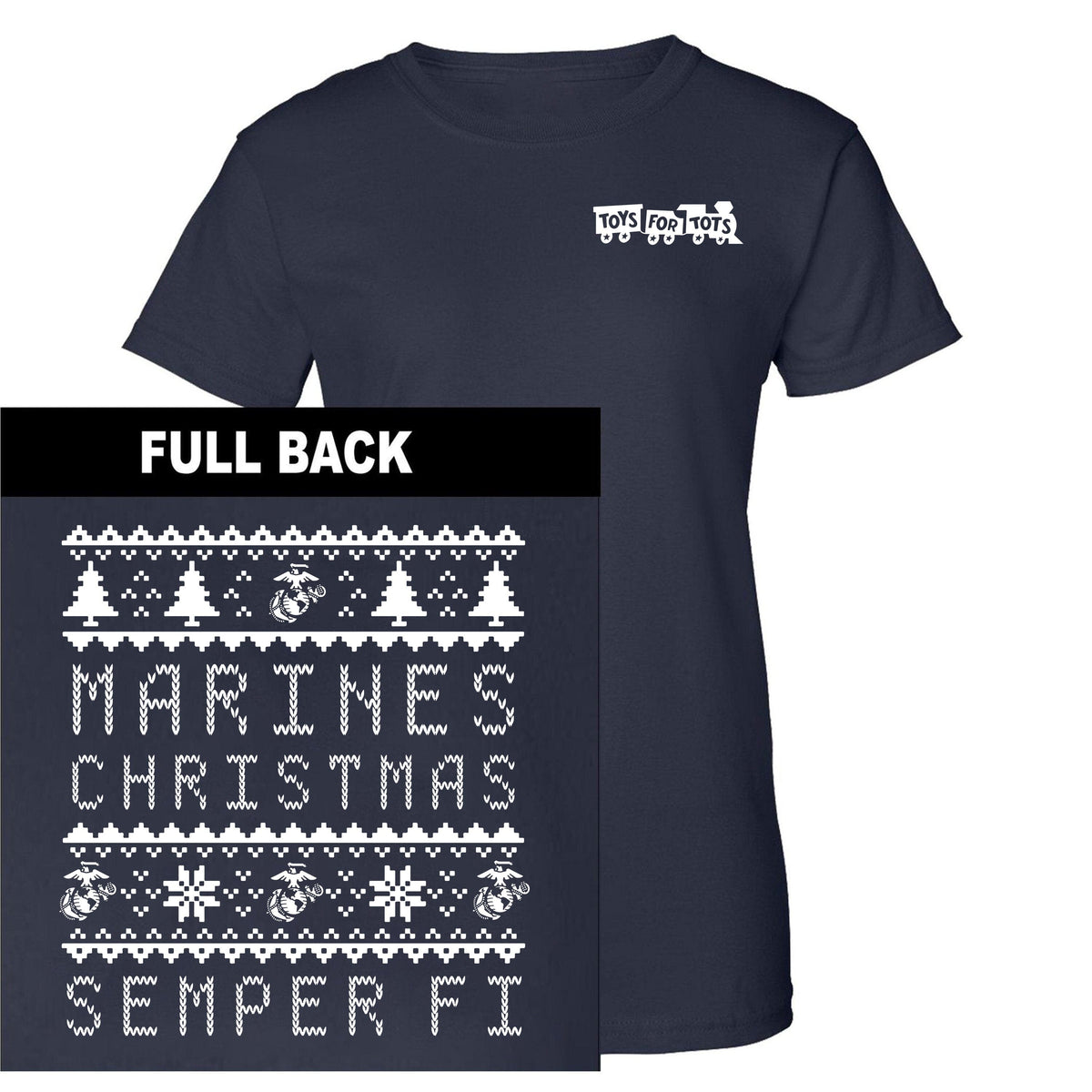 Marines Christmas TFT 2-Sided Women's T-Shirt TFT Shirt marinecorpsdirecttft S NAVY 