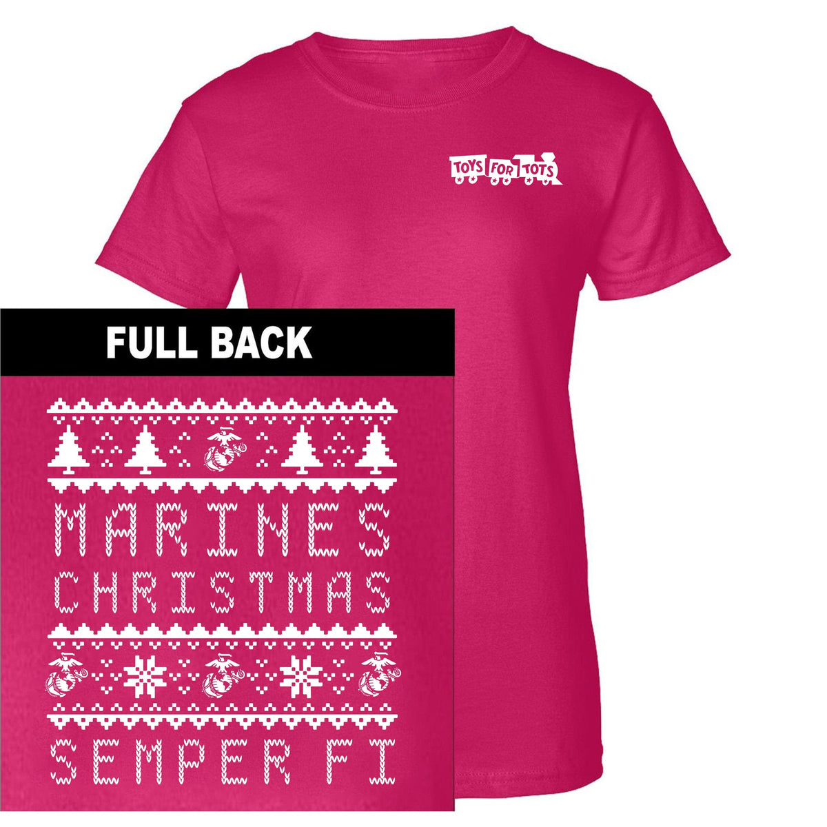 Marines Christmas TFT 2-Sided Women's T-Shirt TFT Shirt marinecorpsdirecttft S PINK 