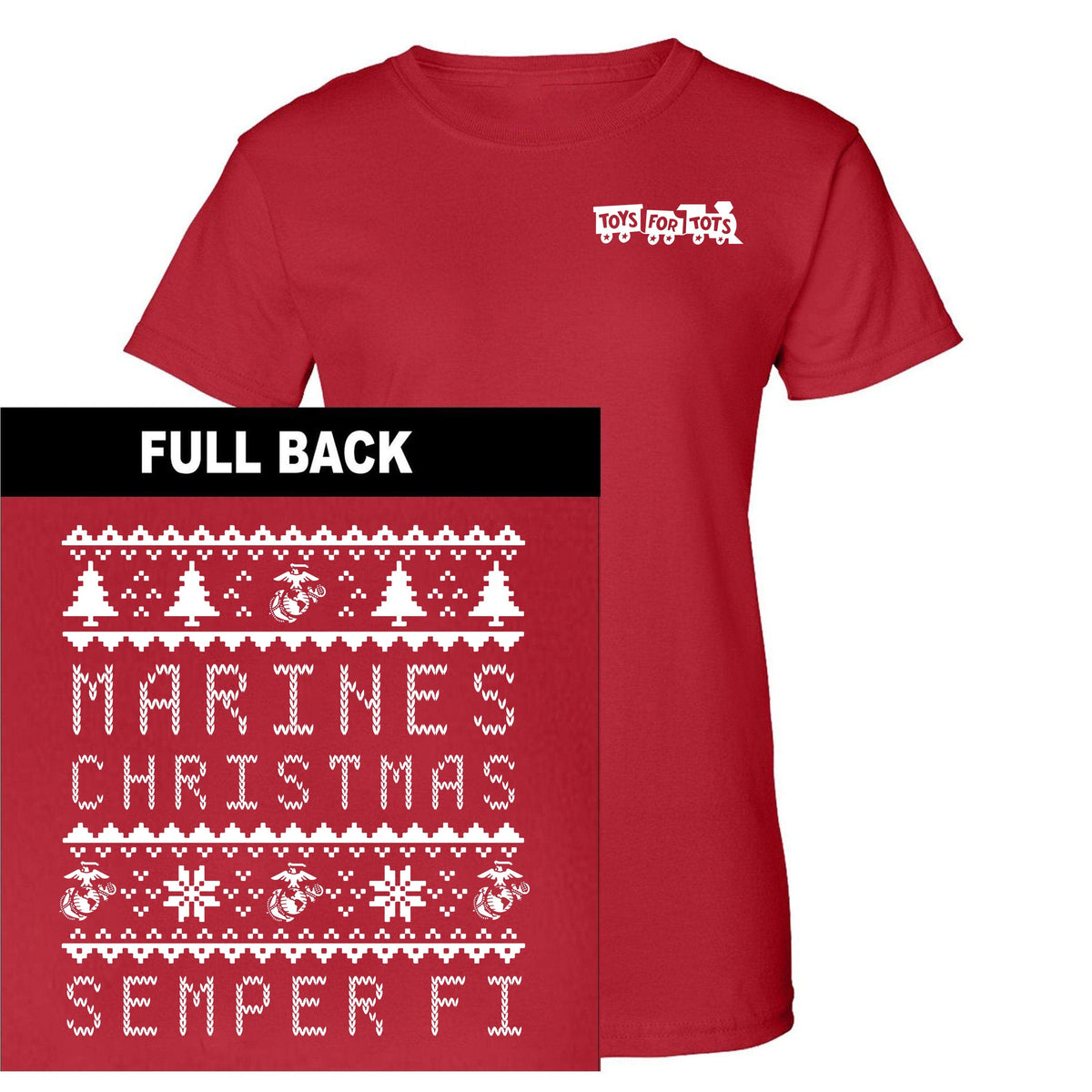 Marines Christmas TFT 2-Sided Women's T-Shirt TFT Shirt marinecorpsdirecttft S RED 