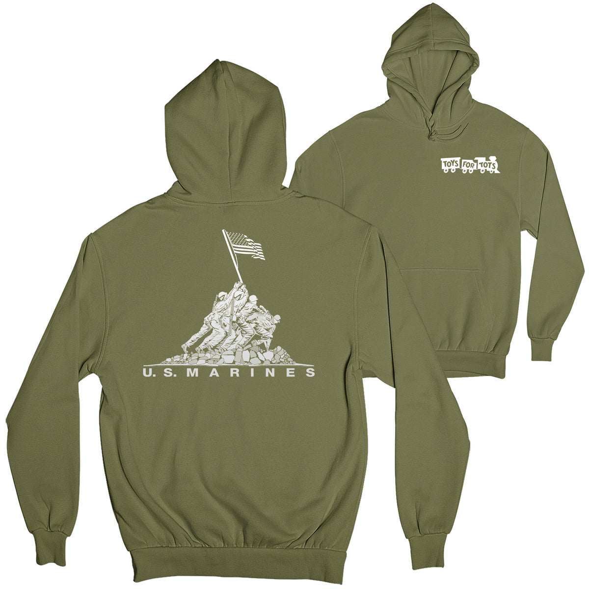 Iwo Jima TFT 2-Sided Hoodie TFT Sweatshirt/hoodie marinecorpsdirecttft S MILITARY GREEN 