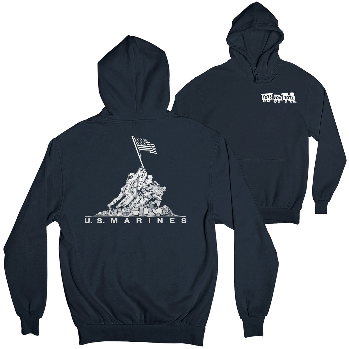 Iwo Jima TFT 2-Sided Hoodie TFT Sweatshirt/hoodie marinecorpsdirecttft S NAVY 