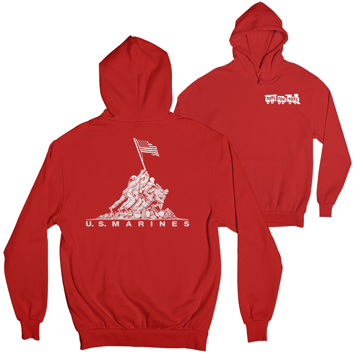 Iwo Jima TFT 2-Sided Hoodie TFT Sweatshirt/hoodie marinecorpsdirecttft S RED 