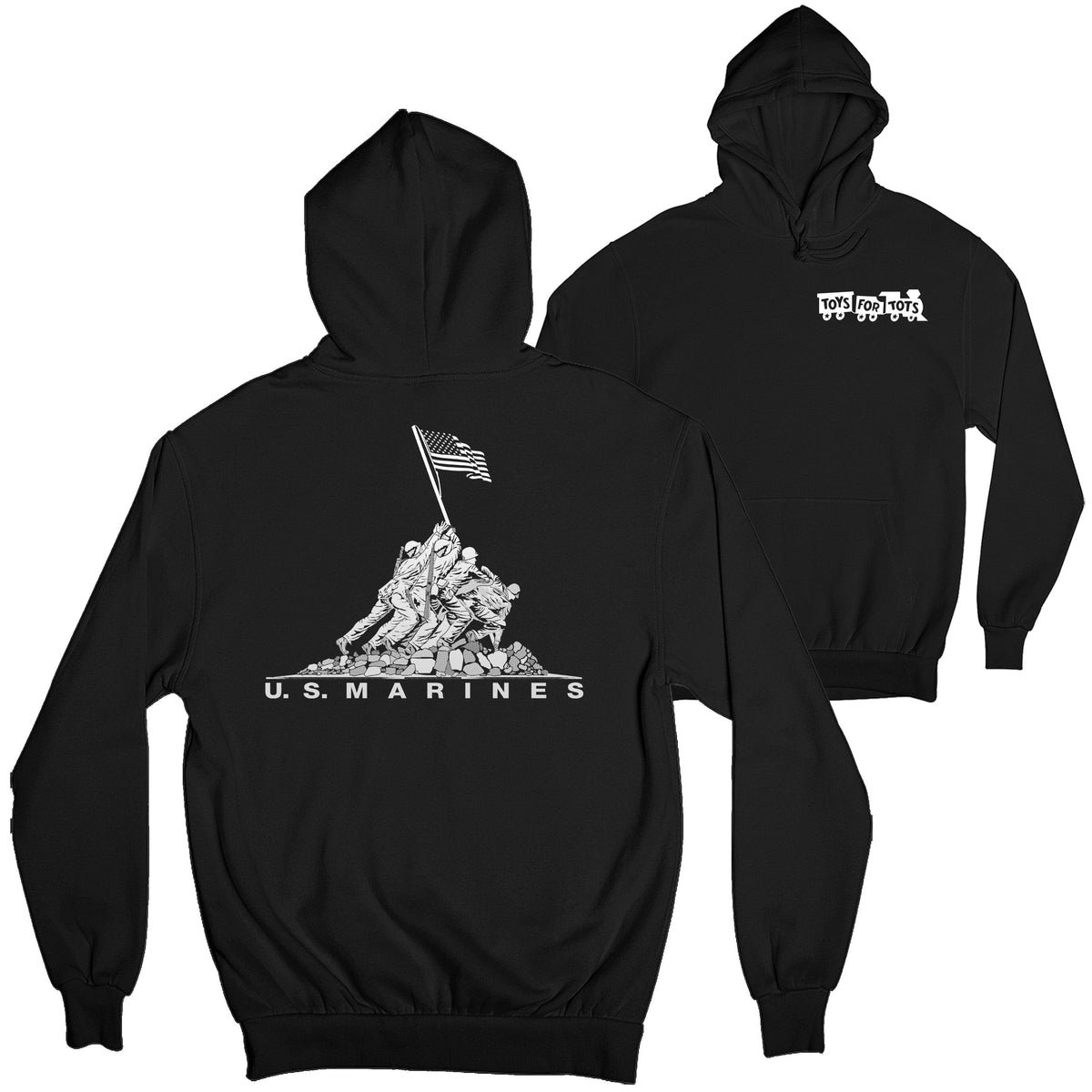 Iwo Jima TFT 2-Sided Hoodie TFT Sweatshirt/hoodie marinecorpsdirecttft S BLACK 