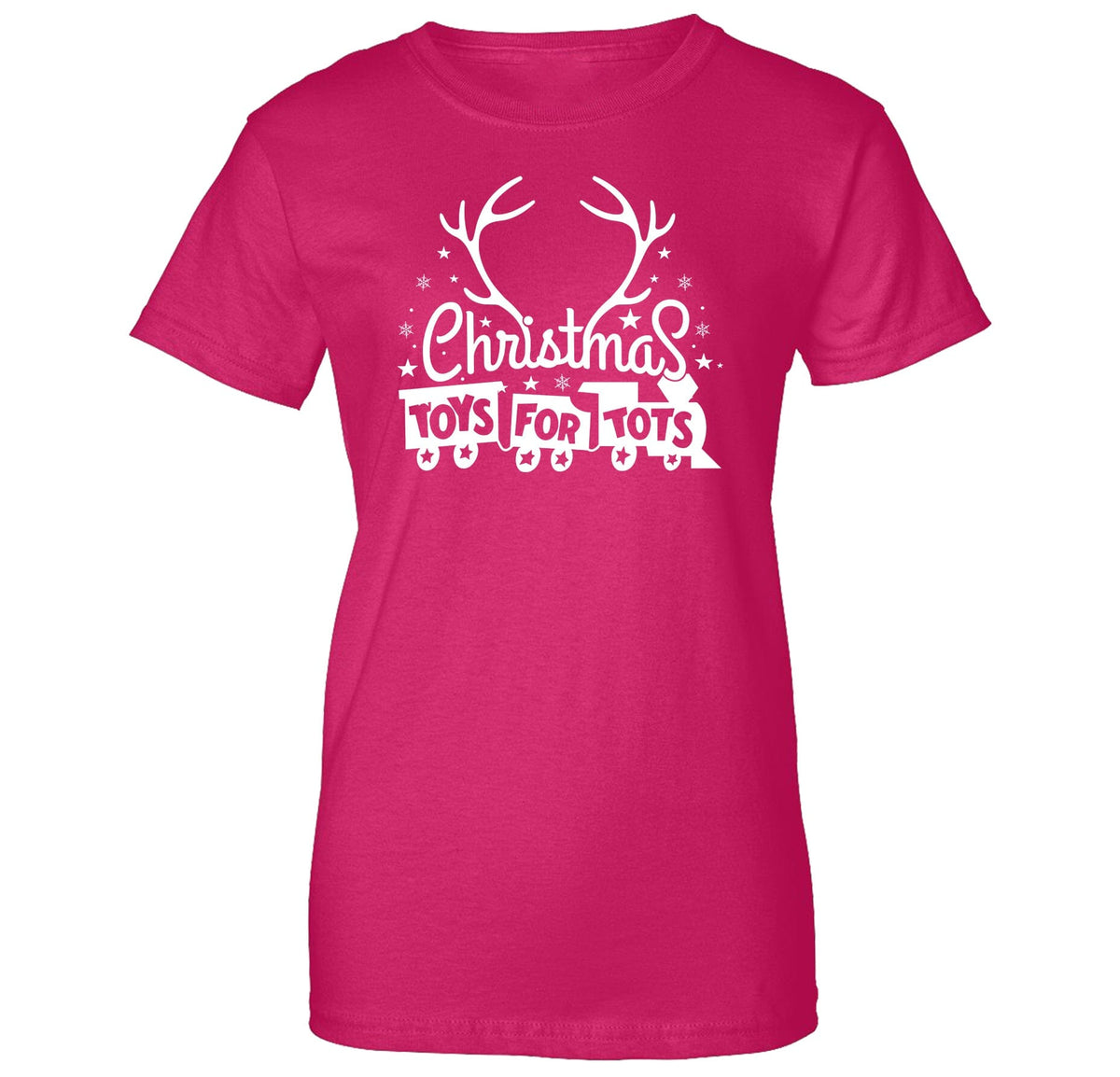 Christmas Antlers TFT Women's Tee T-Shirt marinecorpsdirecttft S PINK 