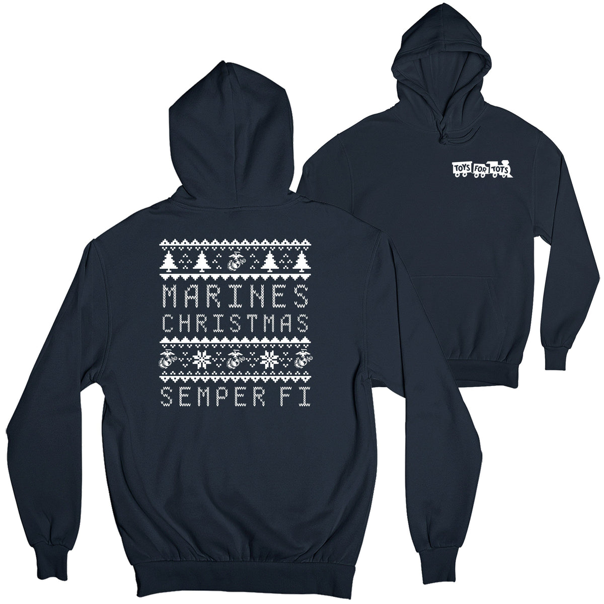 Marines Christmas TFT 2-Sided Hoodie TFT Sweatshirt/hoodie marinecorpsdirecttft S NAVY 