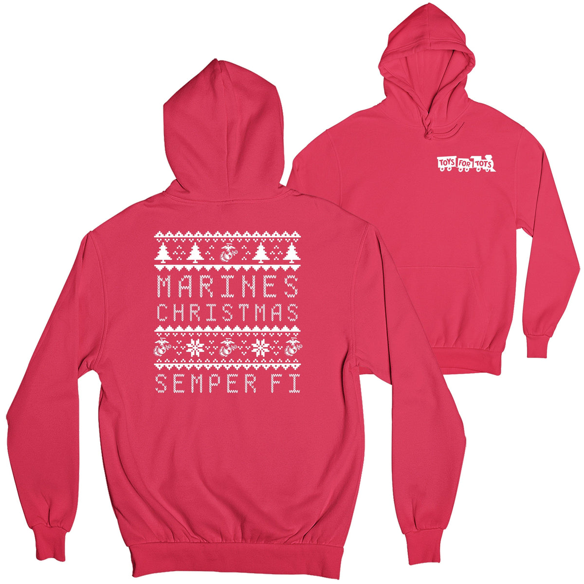 Marines Christmas TFT 2-Sided Hoodie TFT Sweatshirt/hoodie marinecorpsdirecttft S PINK 