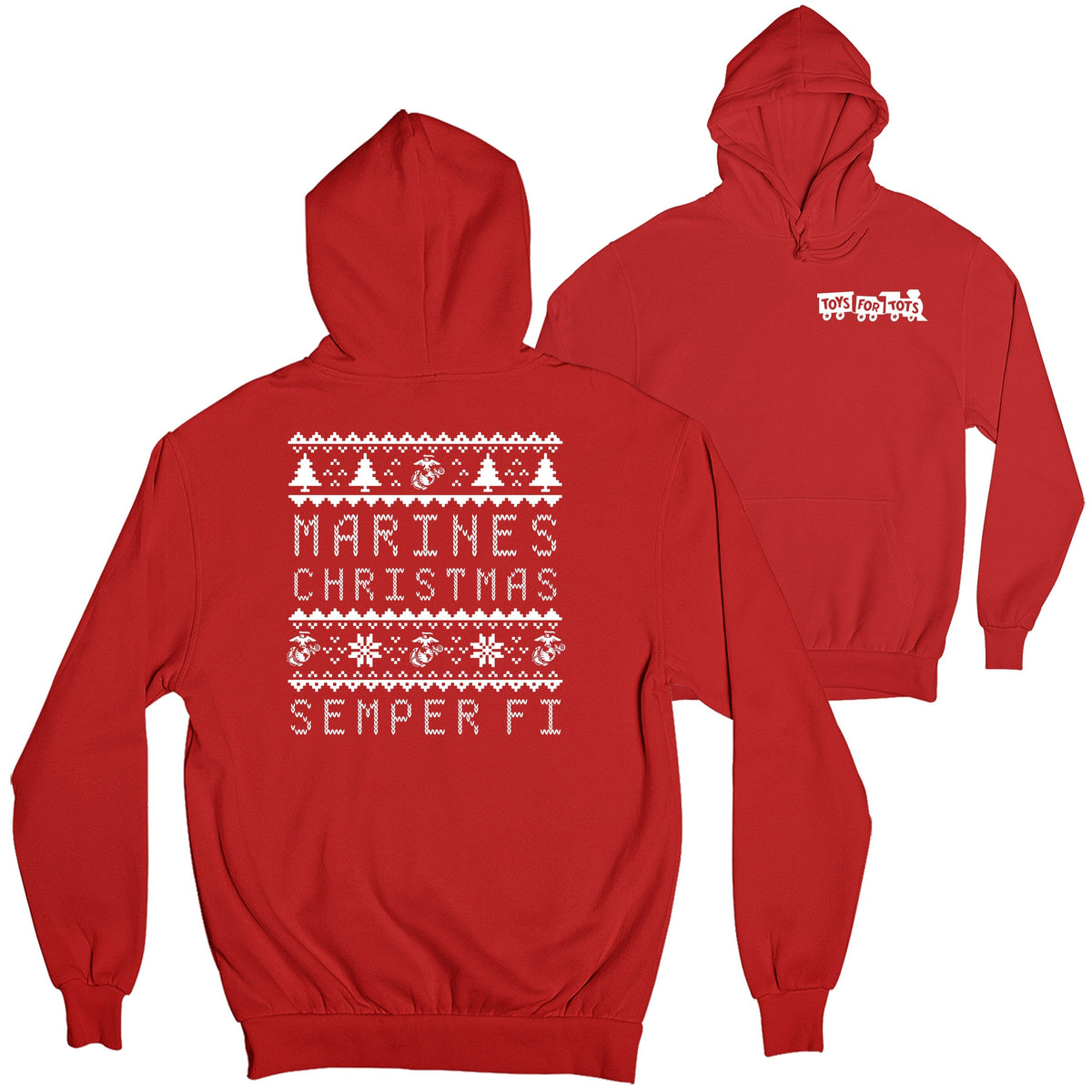 Marines Christmas TFT 2-Sided Hoodie TFT Sweatshirt/hoodie marinecorpsdirecttft S RED 