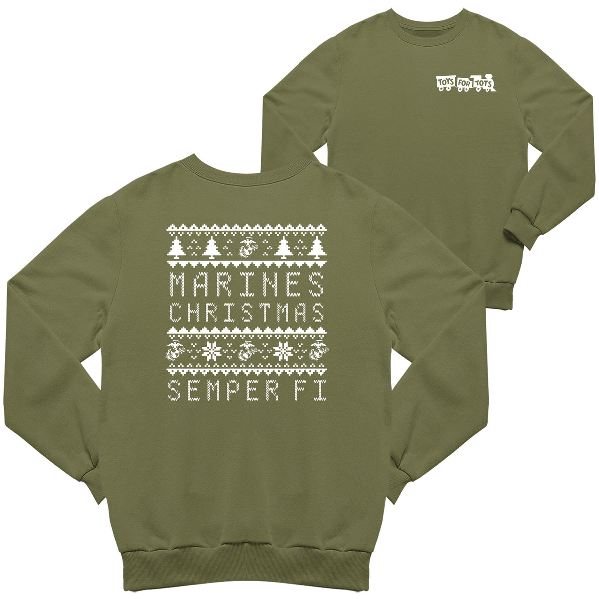 Marines Christmas TFT 2-Sided Sweatshirt TFT Sweatshirt/hoodie marinecorpsdirecttft S MILITARY GREEN 