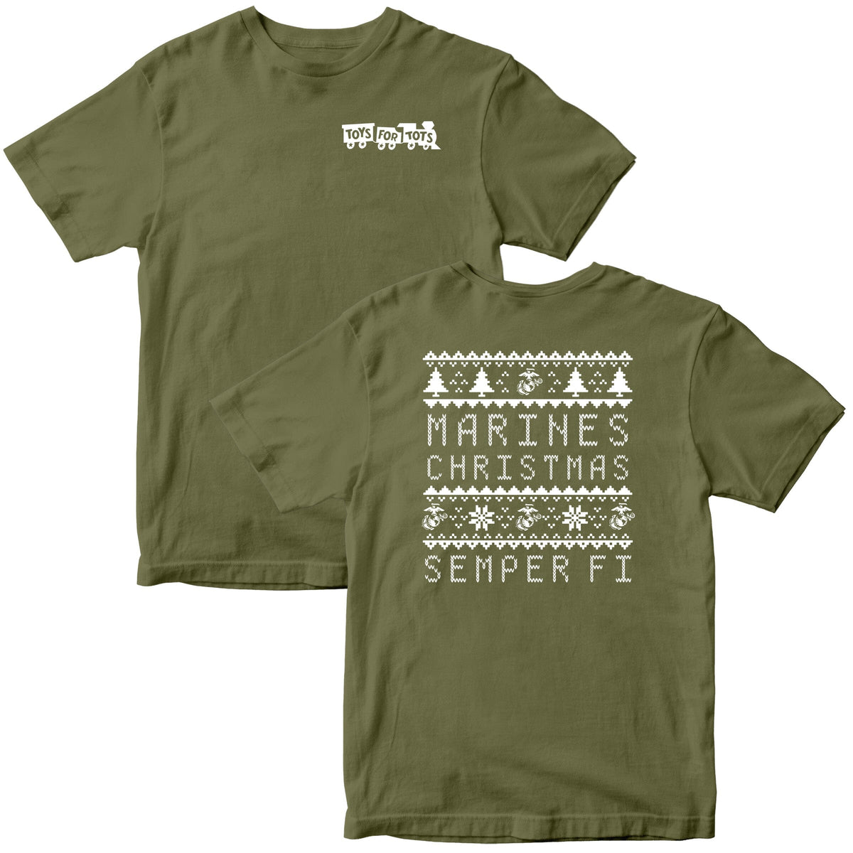 Marines Christmas TFT 2-Sided T-Shirt TFT Shirt marinecorpsdirecttft S MILITARY GREEN 