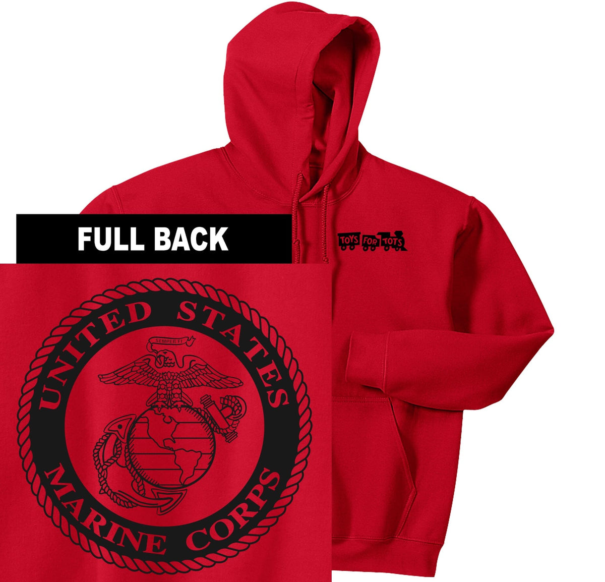 Marines Seal TFT 2-Sided Hoodie TFT Sweatshirt/hoodie Marine Corps Direct S RED 