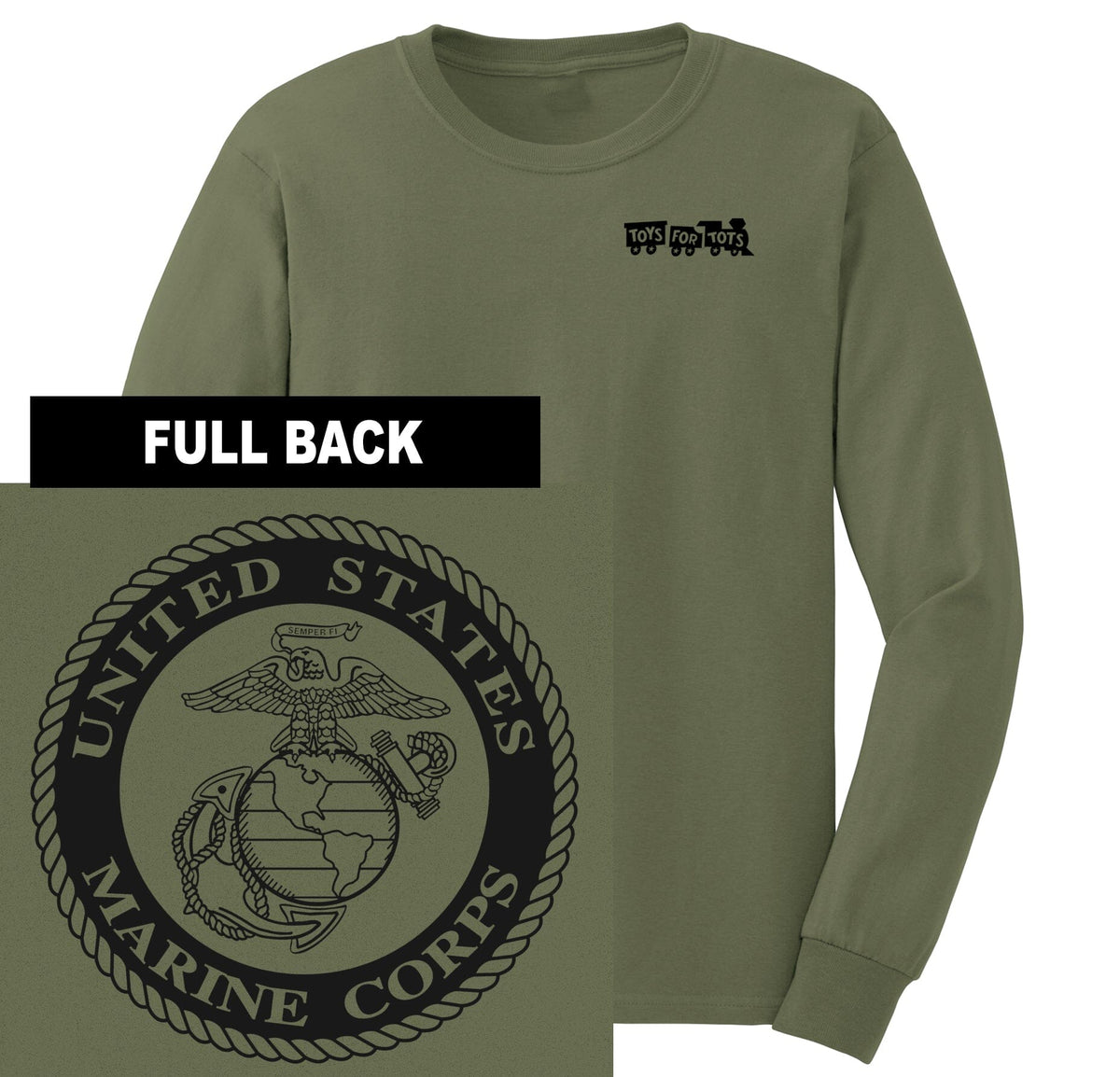 Marines Seal TFT 2-Sided Long Sleeve TFT Shirt Marine Corps Direct S MILITARY GREEN 
