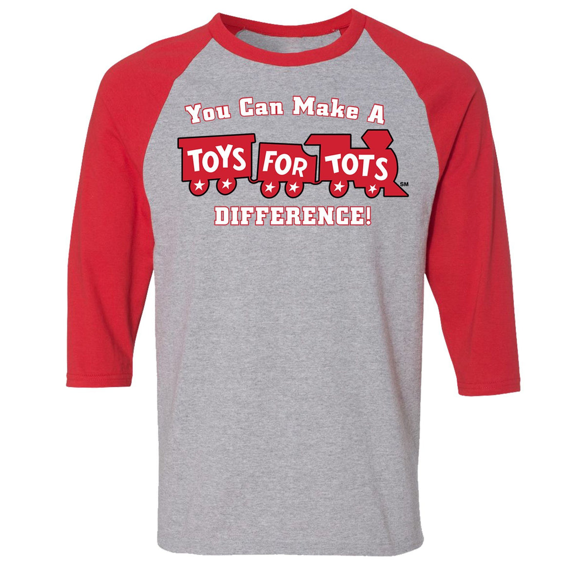 TFT 3/4 Raglan T-Shirt TFT Shirt Marine Corps Direct S GRAY/RED with MAKE A DIFFERENCE 