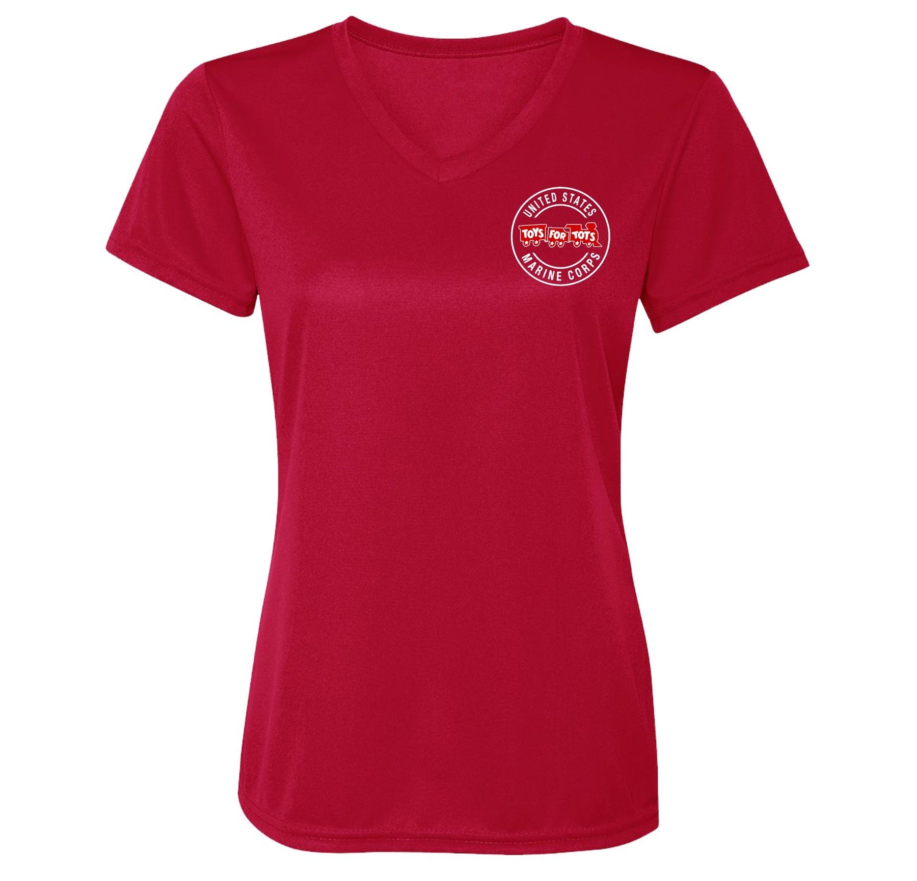 Augusta Dri-Fit Performance Circle TFT Chest Seal Women's V-Neck T-Shirt TFT Shirt Marine Corps Direct S RED 