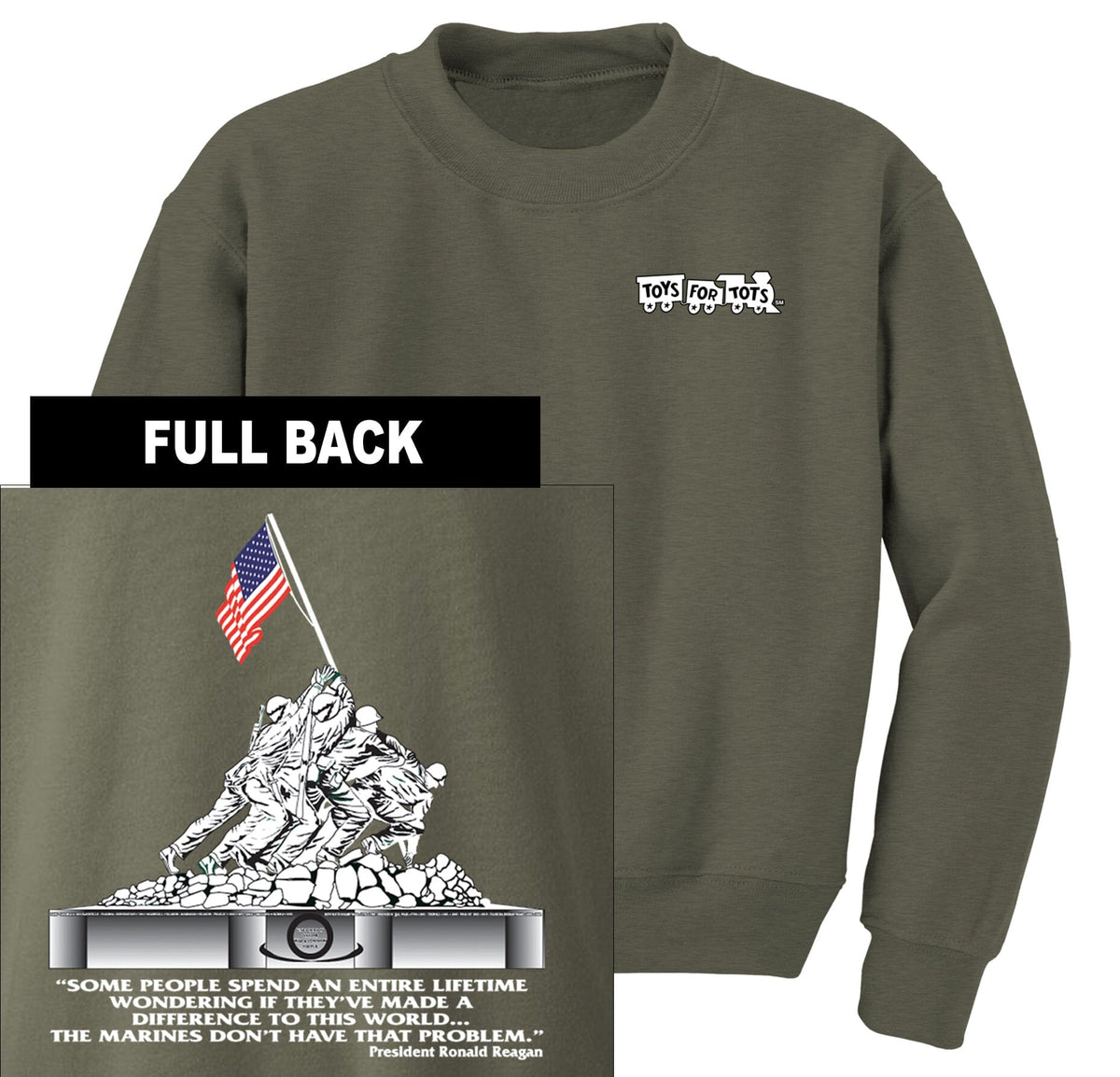 Iwo Jima TFT Front & Back Sweatshirt TFT Sweatshirt/hoodie Marine Corps Direct S MILITARY GREEN 