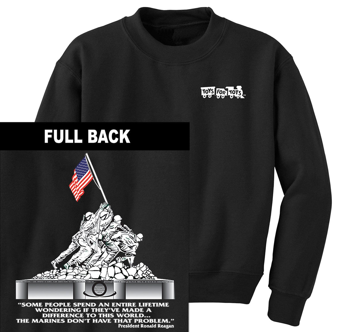 Iwo Jima TFT Front & Back Sweatshirt TFT Sweatshirt/hoodie Marine Corps Direct S BLACK 