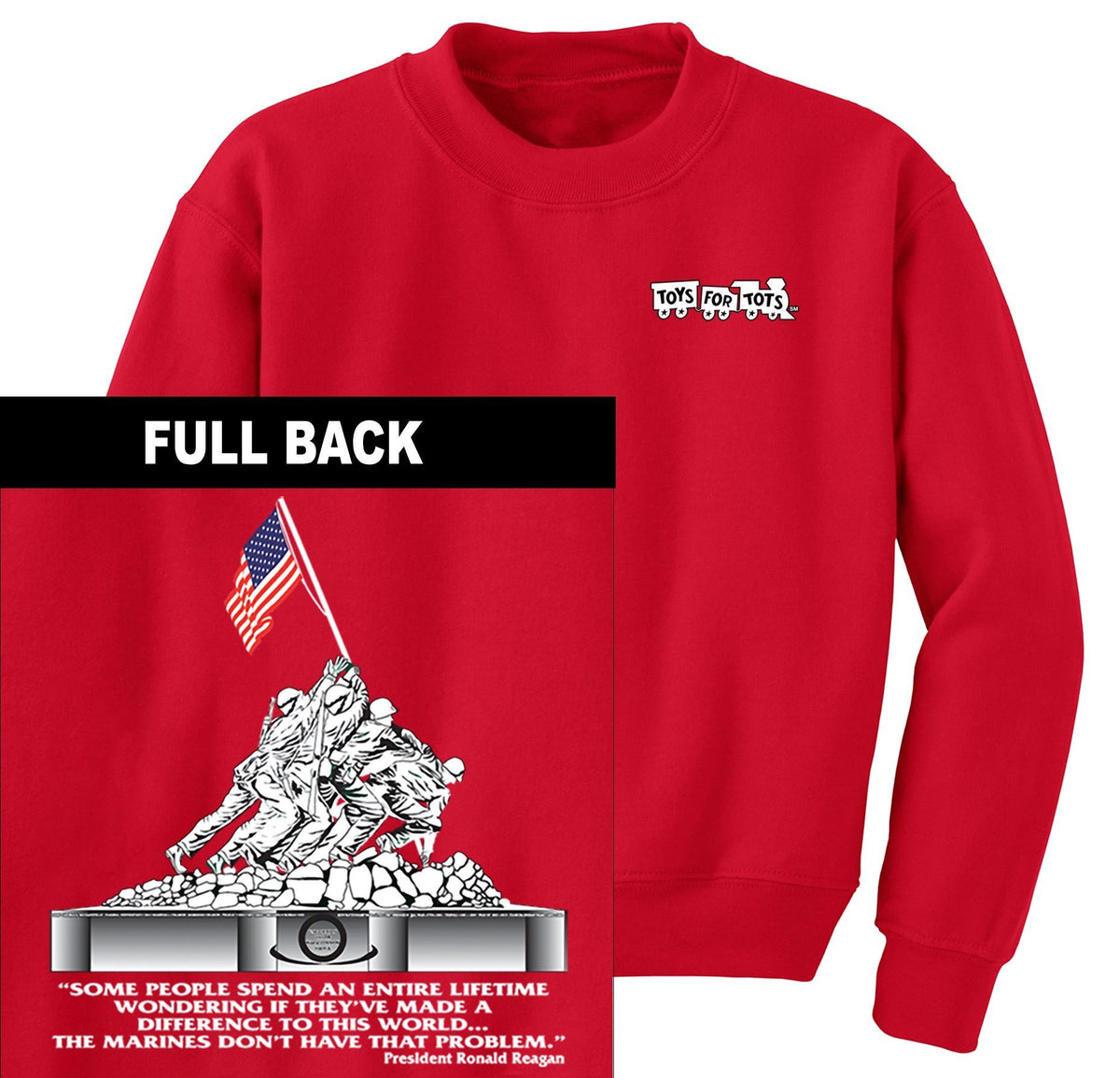 Iwo Jima TFT Front & Back Sweatshirt TFT Sweatshirt/hoodie Marine Corps Direct S RED 