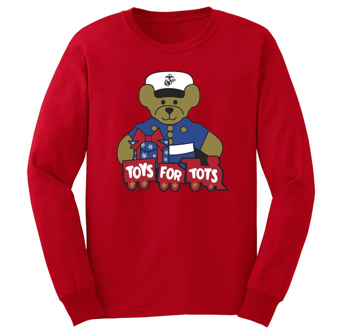 TFT Teddy Bear Long Sleeve T-Shirt T-Shirt marinecorpsdirecttft S RED 