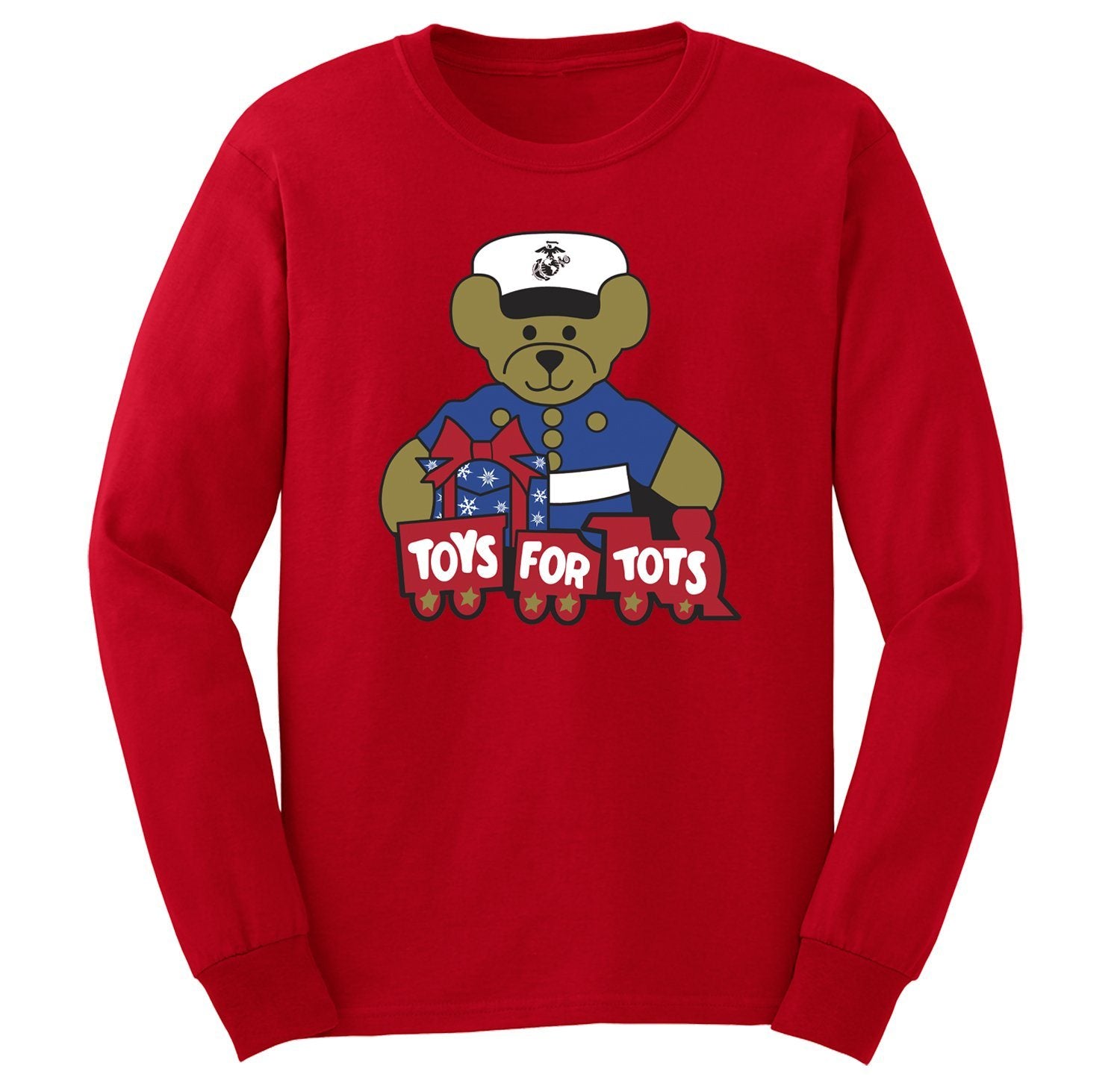 TFT Teddy Bear Long Sleeve T-Shirt T-Shirt marinecorpsdirecttft S RED 